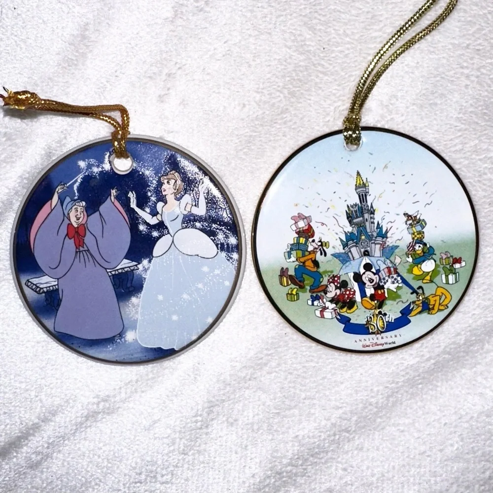 Lot of 2- Walt Disney Animated Classics Cinderella & 30th Anniversary Ornaments